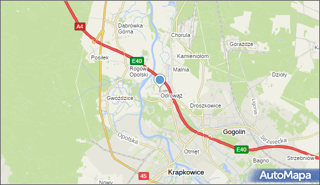 mapa Odrowąż, Odrowąż gmina Gogolin na mapie Targeo