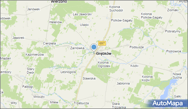 mapa Ogródek, Ogródek gmina Grębków na mapie Targeo