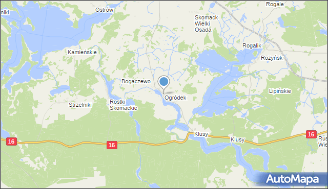 mapa Ogródek, Ogródek gmina Orzysz na mapie Targeo