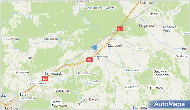 mapa Ogrodniki, Ogrodniki gmina Łochów na mapie Targeo
