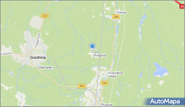 mapa Okrąglica, Okrąglica gmina Węgliniec na mapie Targeo