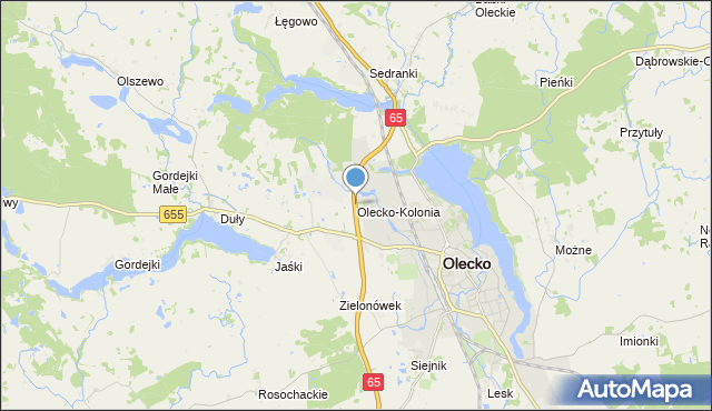 mapa Olecko-Kolonia, Olecko-Kolonia na mapie Targeo