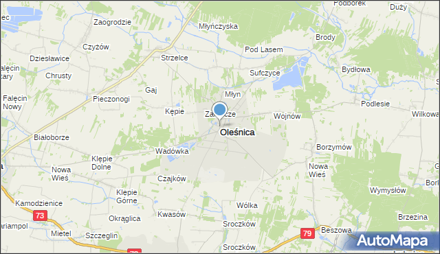 mapa Oleśnica, Oleśnica powiat staszowski na mapie Targeo