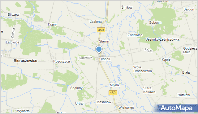 mapa Ołobok, Ołobok gmina Sieroszewice na mapie Targeo
