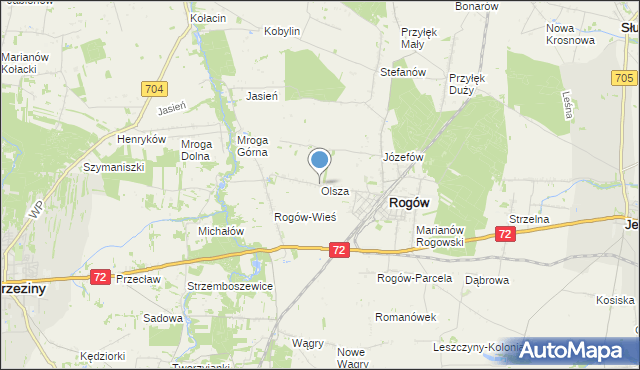 mapa Olsza, Olsza gmina Rogów na mapie Targeo