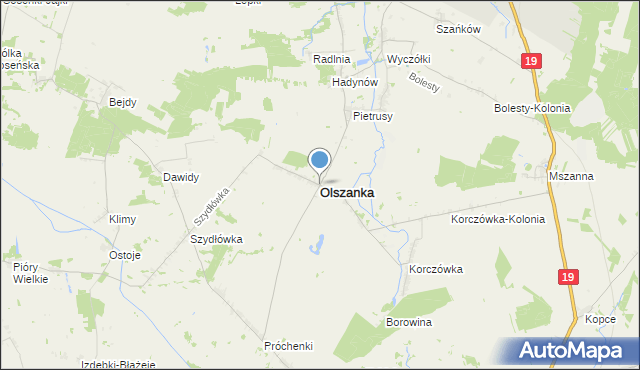 mapa Olszanka, Olszanka powiat łosicki na mapie Targeo