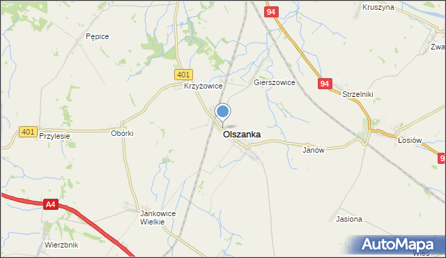 mapa Olszanka, Olszanka powiat brzeski na mapie Targeo