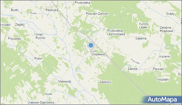 mapa Olszewka, Olszewka gmina Jednorożec na mapie Targeo