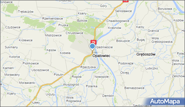 mapa Opatowiec, Opatowiec powiat kazimierski na mapie Targeo