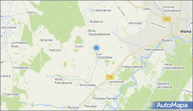 mapa Opożdżew, Opożdżew na mapie Targeo