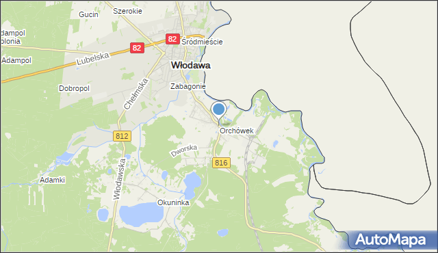 mapa Orchówek, Orchówek gmina Włodawa na mapie Targeo