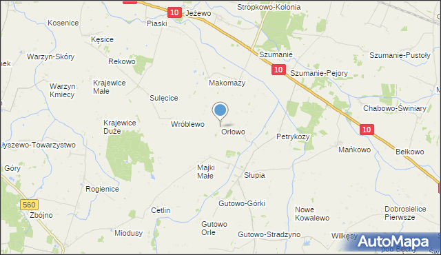mapa Orłowo, Orłowo gmina Zawidz na mapie Targeo