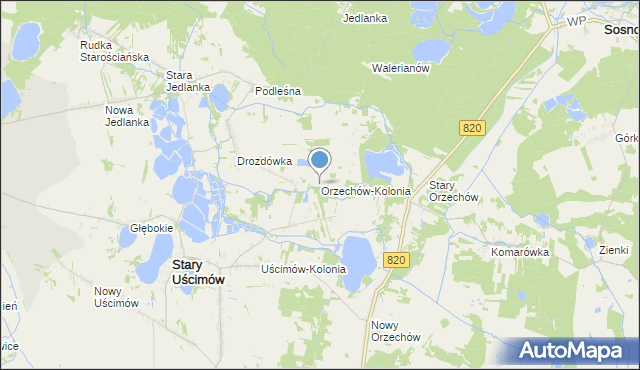 mapa Orzechów-Kolonia, Orzechów-Kolonia na mapie Targeo