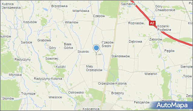 mapa Orzeszków, Orzeszków gmina Uniejów na mapie Targeo