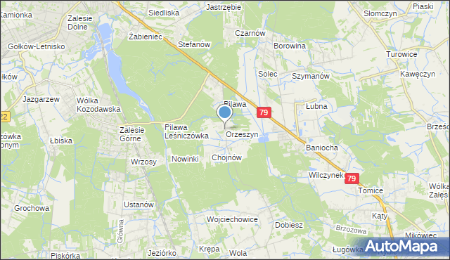 mapa Orzeszyn, Orzeszyn na mapie Targeo