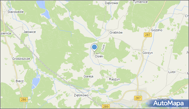 mapa Osiek, Osiek gmina Lubsko na mapie Targeo