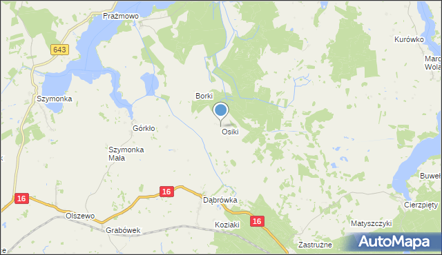 mapa Osiki, Osiki na mapie Targeo