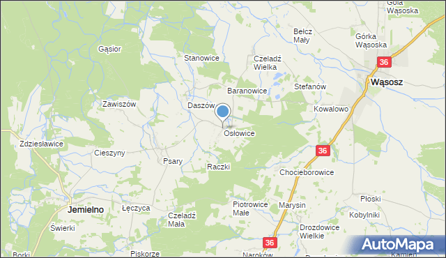 mapa Osłowice, Osłowice na mapie Targeo