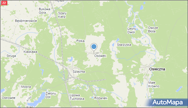 mapa Osówek, Osówek gmina Osieczna na mapie Targeo