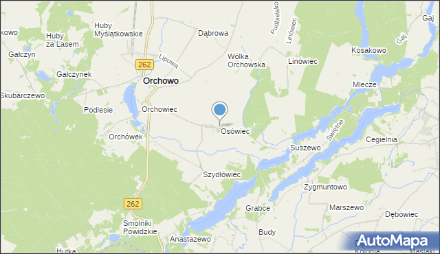 mapa Osówiec, Osówiec gmina Orchowo na mapie Targeo