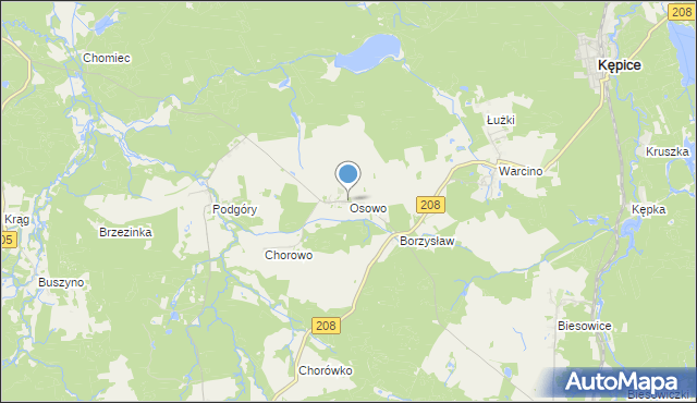 mapa Osowo, Osowo gmina Kępice na mapie Targeo