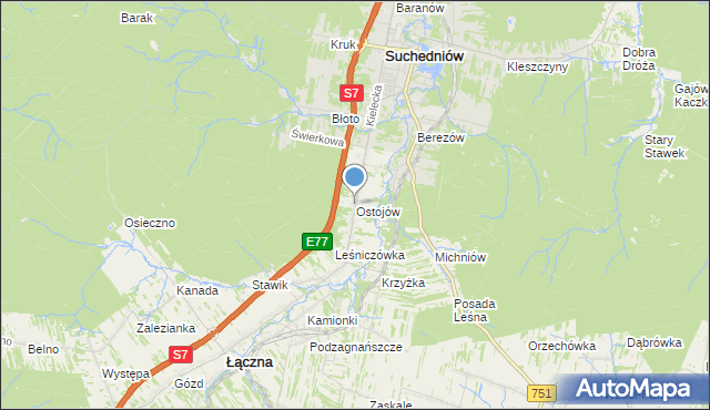 mapa Ostojów, Ostojów na mapie Targeo