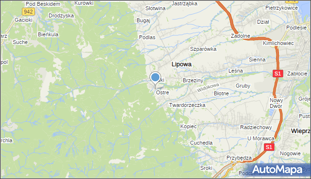 mapa Ostre, Ostre na mapie Targeo