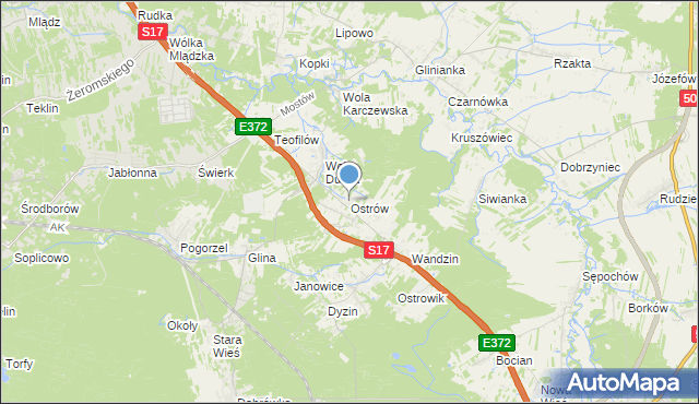 mapa Ostrów, Ostrów gmina Celestynów na mapie Targeo