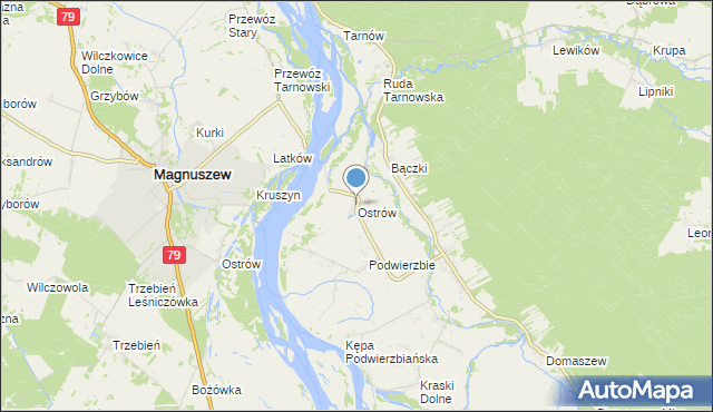 mapa Ostrów, Ostrów gmina Maciejowice na mapie Targeo