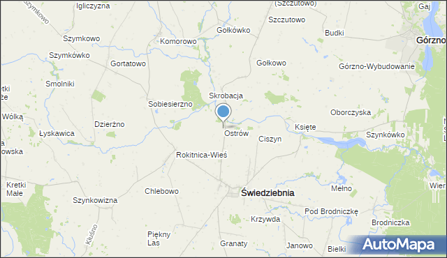 mapa Ostrów, Ostrów gmina Świedziebnia na mapie Targeo