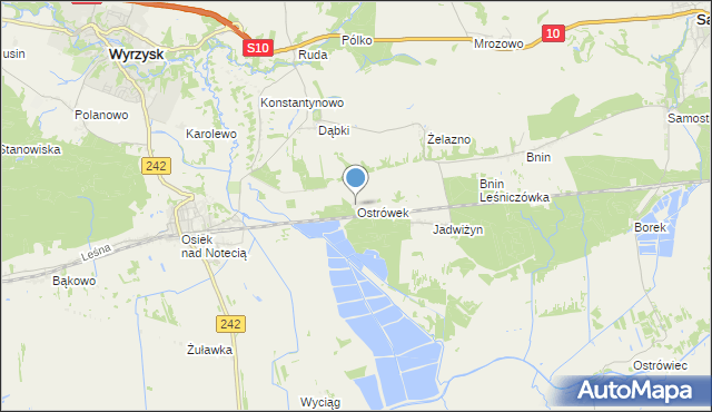 mapa Ostrówek, Ostrówek gmina Wyrzysk na mapie Targeo