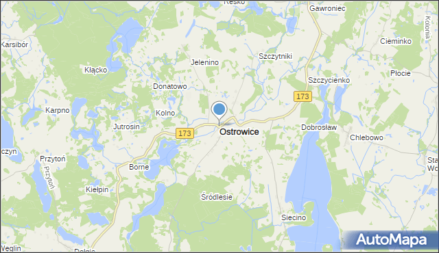 mapa Ostrowice, Ostrowice powiat drawski na mapie Targeo