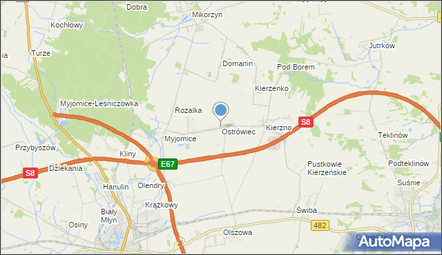 mapa Ostrówiec, Ostrówiec gmina Kępno na mapie Targeo