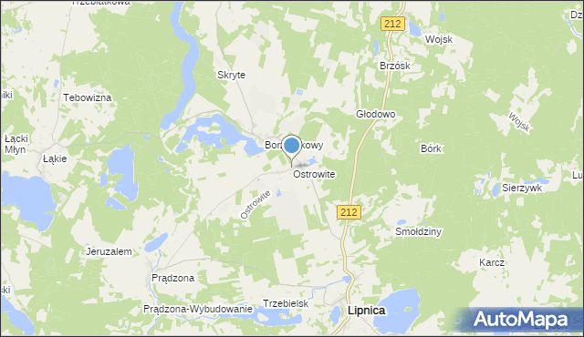 mapa Ostrowite, Ostrowite gmina Lipnica na mapie Targeo