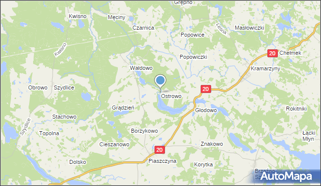 mapa Ostrowo, Ostrowo gmina Miastko na mapie Targeo