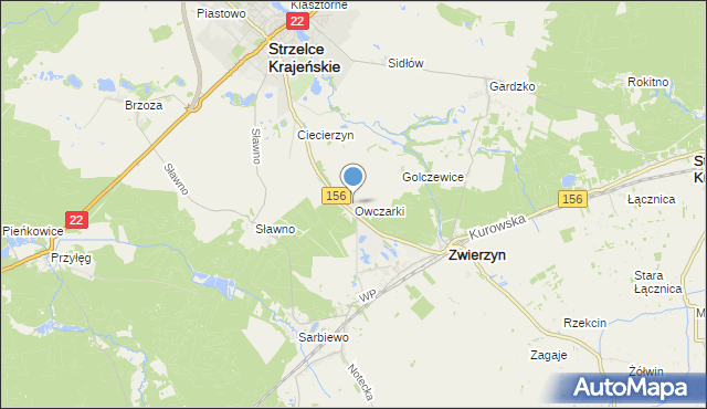 mapa Owczarki, Owczarki gmina Zwierzyn na mapie Targeo