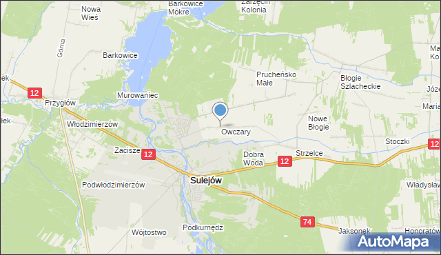 mapa Owczary, Owczary gmina Mniszków na mapie Targeo