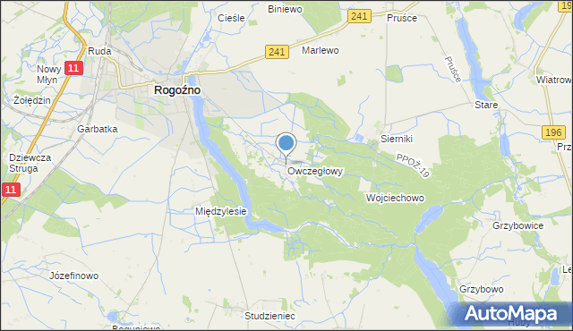 mapa Owczegłowy, Owczegłowy na mapie Targeo