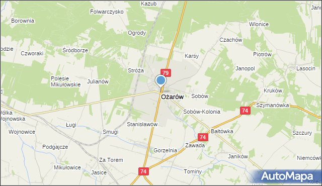 mapa Ożarów, Ożarów powiat opatowski na mapie Targeo