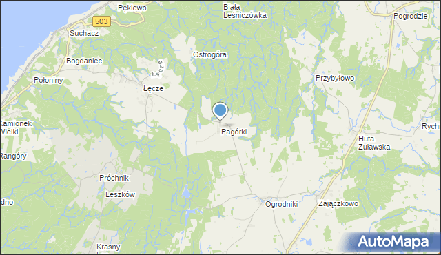 mapa Pagórki, Pagórki gmina Tolkmicko na mapie Targeo