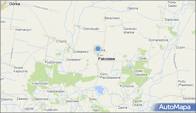 mapa pakoslaw Mapa Pakosław, Pakosław powiat rawicki na mapie Targeo