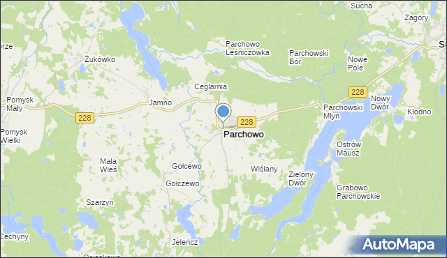 mapa Parchowo, Parchowo powiat bytowski na mapie Targeo