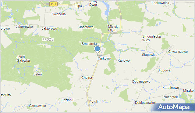 mapa Parkowo, Parkowo gmina Gołańcz na mapie Targeo