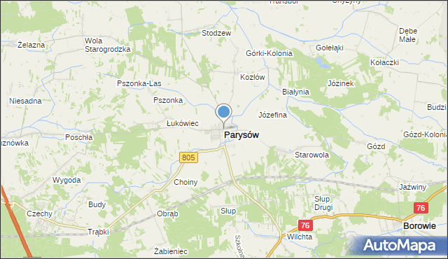 mapa Parysów, Parysów na mapie Targeo