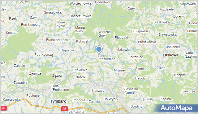 mapa Pasierbiec, Pasierbiec na mapie Targeo