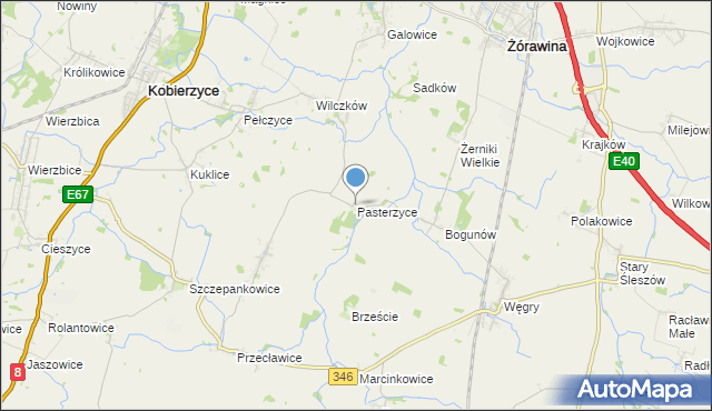 mapa Pasterzyce, Pasterzyce na mapie Targeo