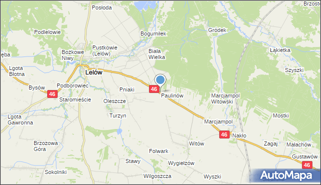 mapa Paulinów, Paulinów gmina Lelów na mapie Targeo