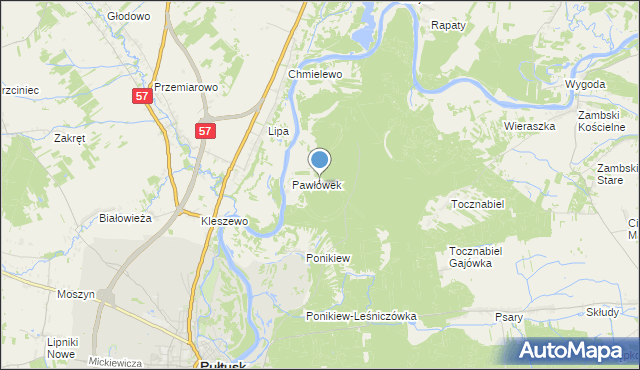 mapa Pawłówek-Gajówka, Pawłówek-Gajówka na mapie Targeo