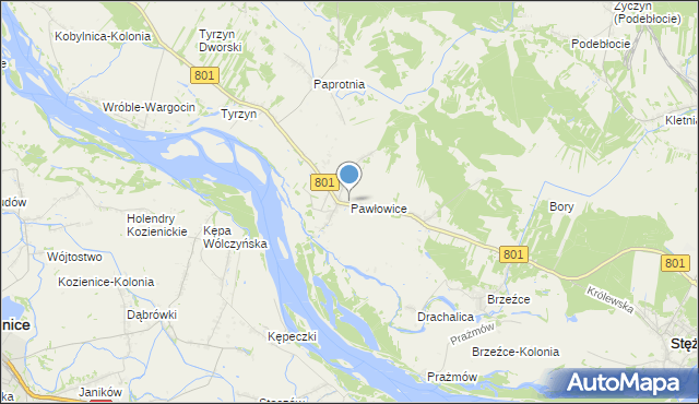 mapa Pawłowice, Pawłowice gmina Stężyca na mapie Targeo