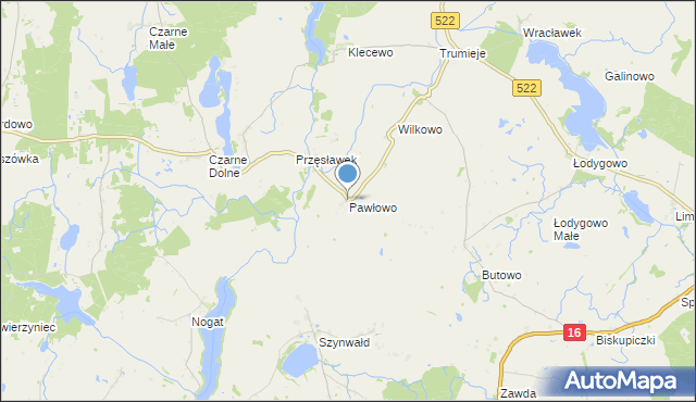 mapa Pawłowo, Pawłowo gmina Gardeja na mapie Targeo